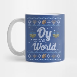 Funny Ugly Hanukkah Sweater, Oy to the World Mug